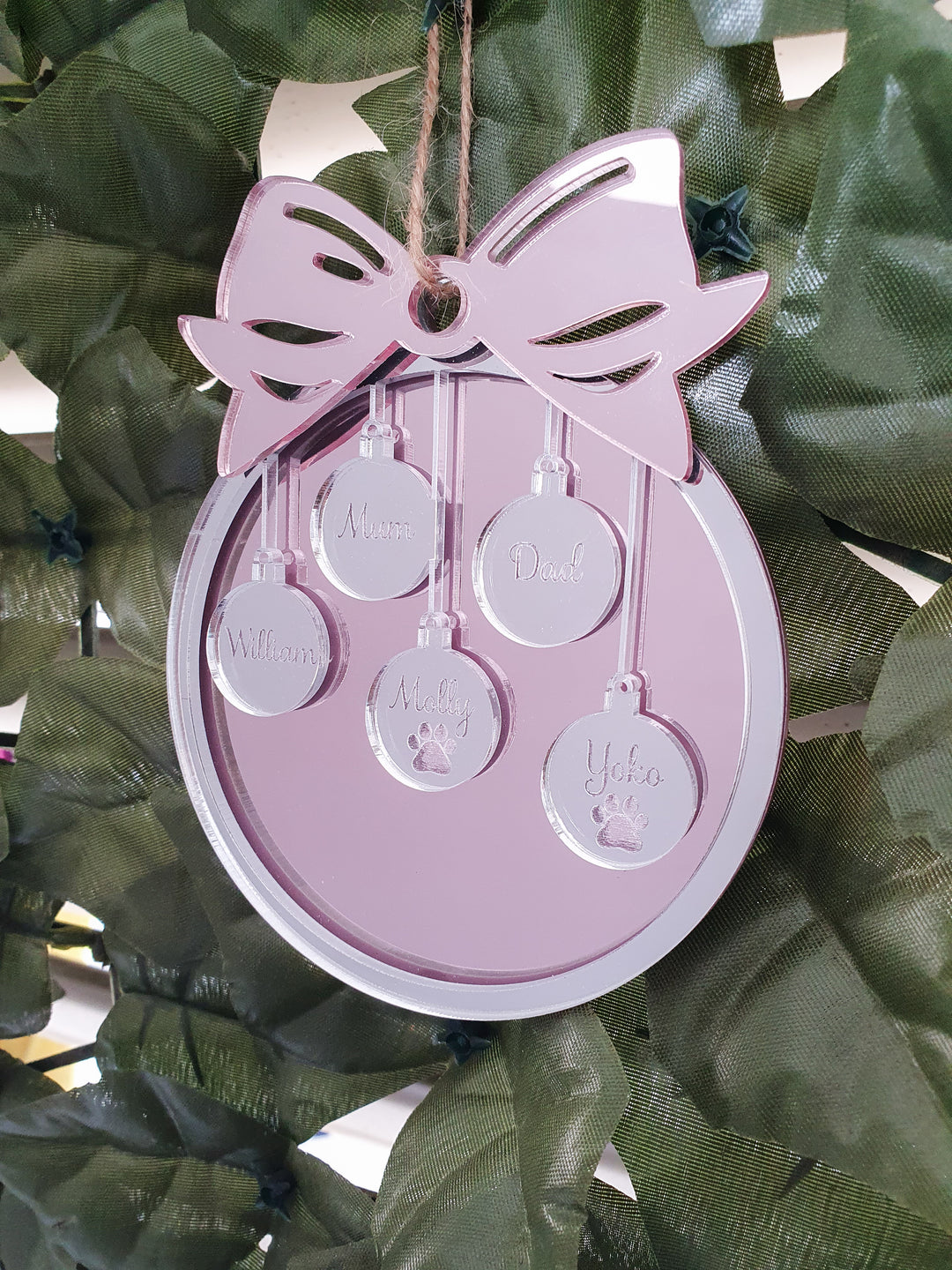 Bow 3 Layer Family Ornament