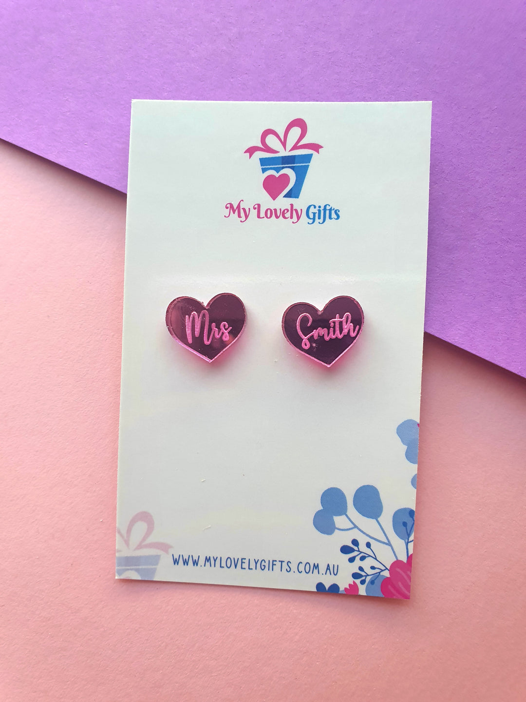 "Bella" Mirror Teacher Name Studs