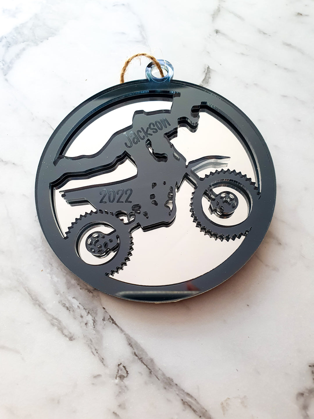Double Layer Bike Ornament - Engraved Name