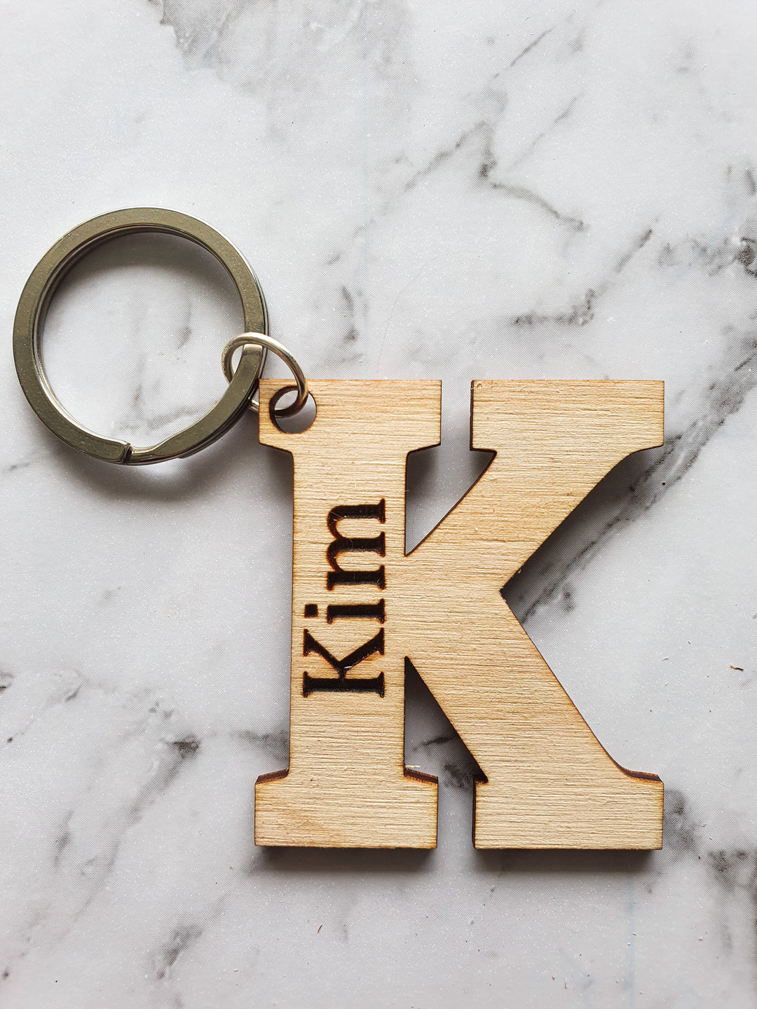 Wooden Letter Name Keyring