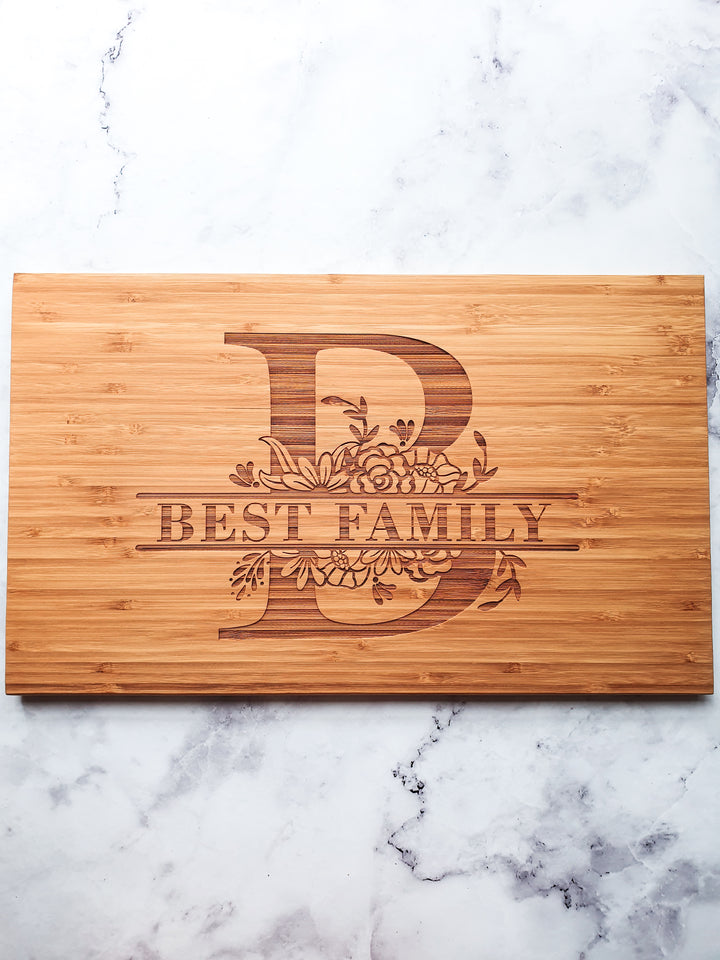 Floral Monogram Bamboo Chopping Board