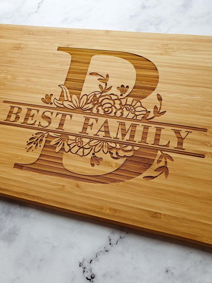 Floral Monogram Bamboo Chopping Board