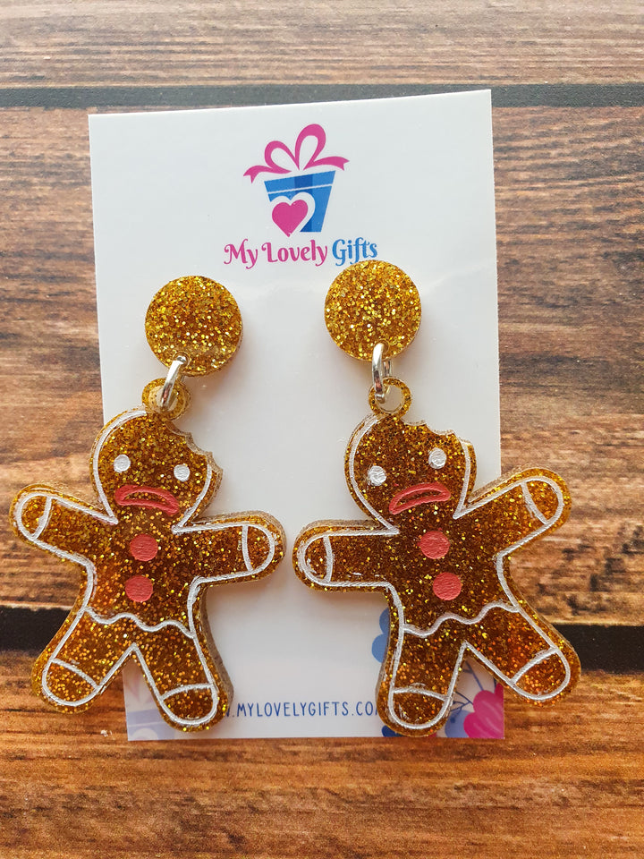 Glitter Gingerbread Bitten Dangles