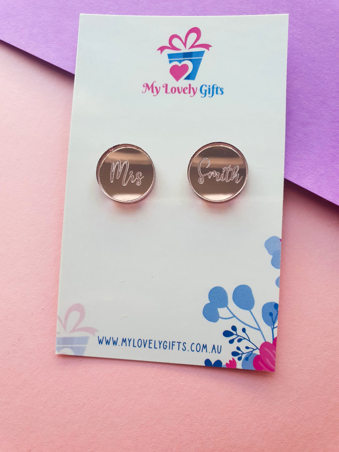"Ava" Mirror Teacher Name Studs