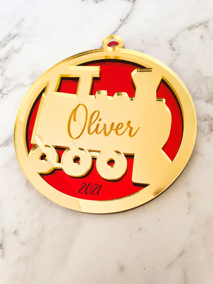 Personalised Train Ornament - Engraved Name