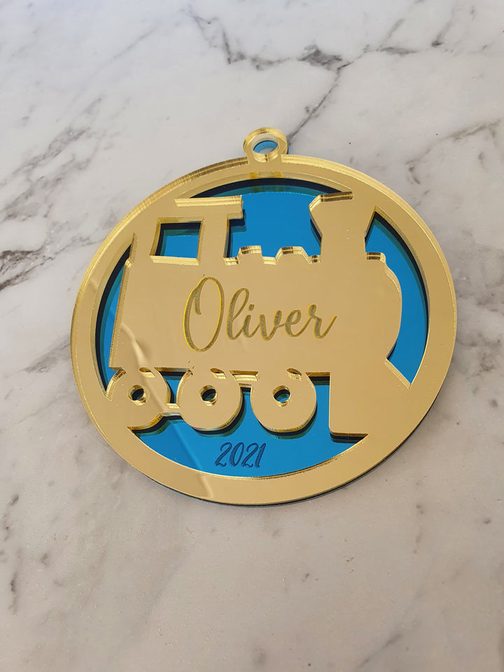 Personalised Train Ornament - Engraved Name