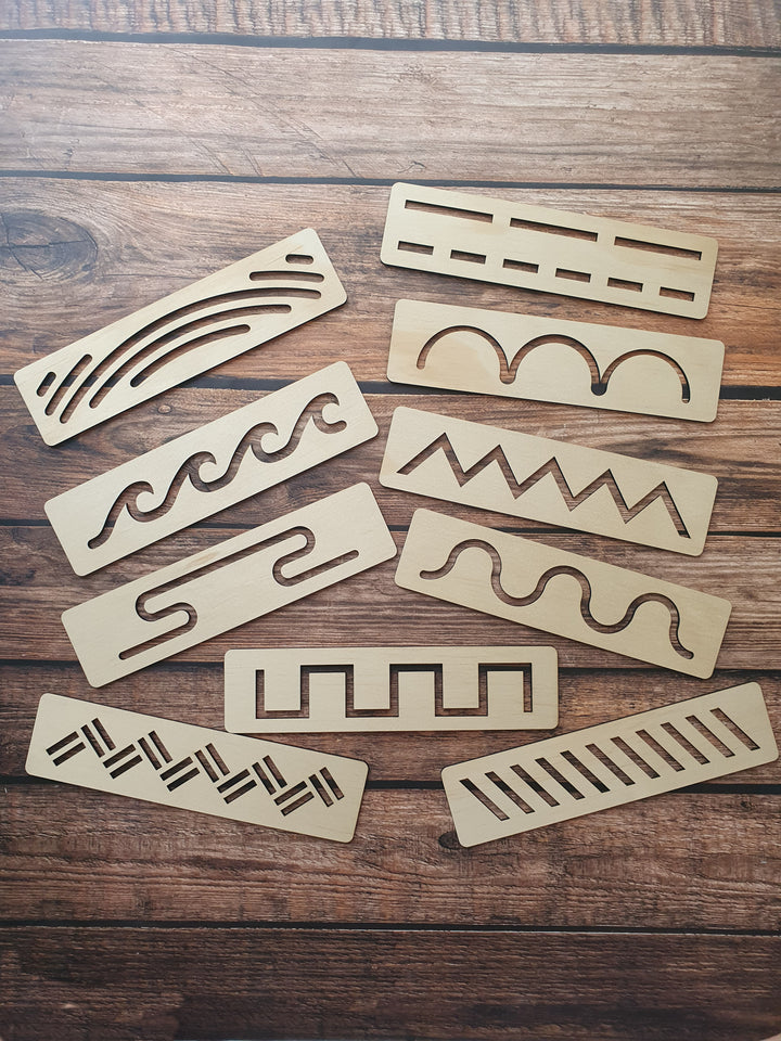 10 Wood Line Stencil Set