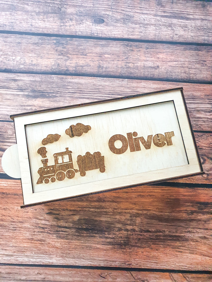 Train Themed Wooden Pencil Case