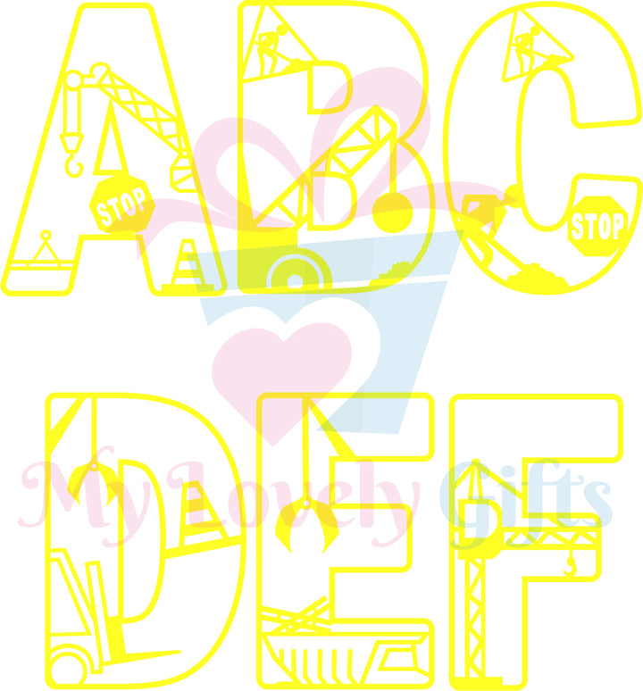 Construction Theme Letters - LARGE SIZE