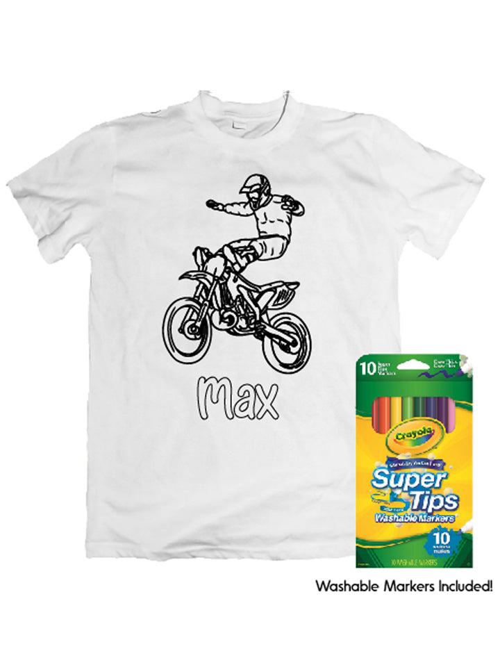 Colouring in Dirt bike Tshirt Design 1