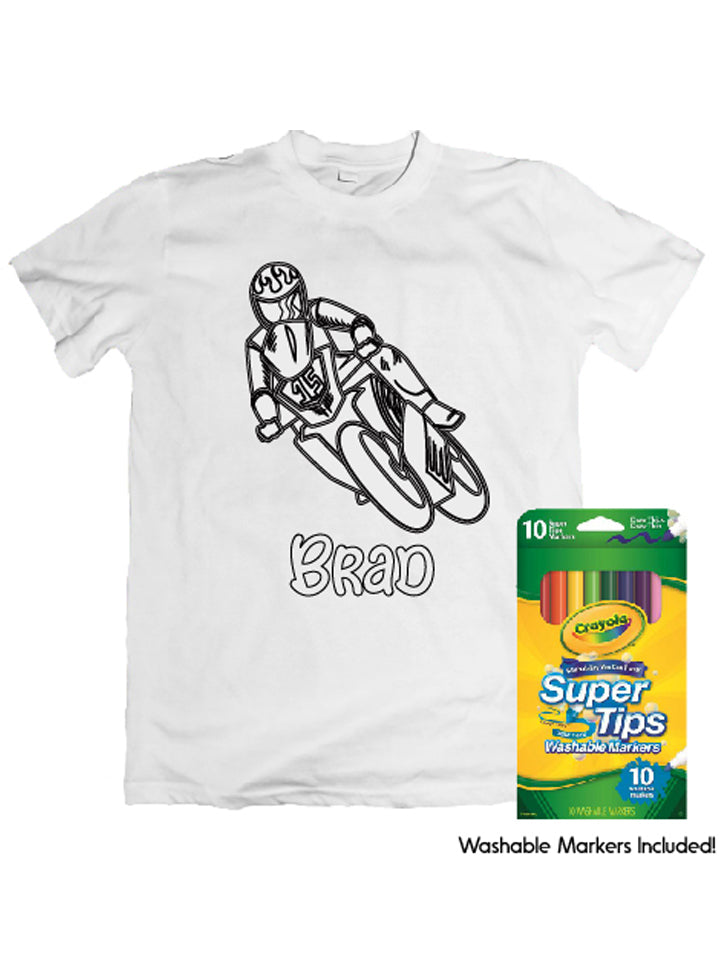 Colouring in Dirt bike Tshirt Design 2