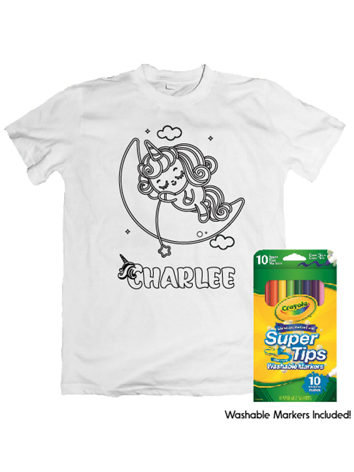 Colouring in Unicorn Tshirt Design 2